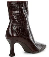 GB Call-Back Crocodile Embossed Leather Snip Toe Booties