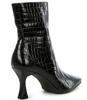 GB Call-Back Crocodile Embossed Leather Snip Toe Booties