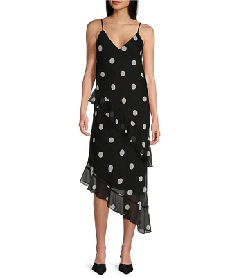 GB Cascading Polka Dot Midi Dress