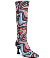 GB Cat-Walk 2 Glitter Mod Swirl Print Snip Toe Tall Boots