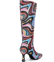 GB Cat-Walk 2 Glitter Mod Swirl Print Snip Toe Tall Boots