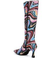 GB Cat-Walk 2 Glitter Mod Swirl Print Snip Toe Tall Boots