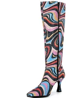 GB Cat-Walk 2 Glitter Mod Swirl Print Snip Toe Tall Boots