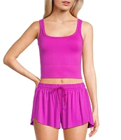 GB Chevron Ribbed Knit Cropped Tank Top