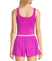 GB Chevron Ribbed Knit Cropped Tank Top