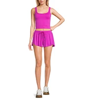 GB Chevron Ribbed Knit Cropped Tank Top