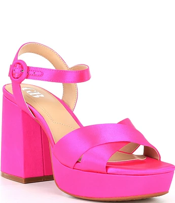 GB Class-Act Satin Platform Cross Strap Sandals