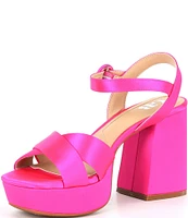 GB Class-Act Satin Platform Cross Strap Sandals