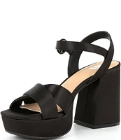 GB Class-Act Satin Platform Cross Strap Sandals