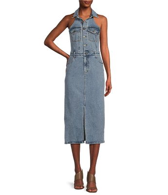 GB Collared Denim Midi Dress