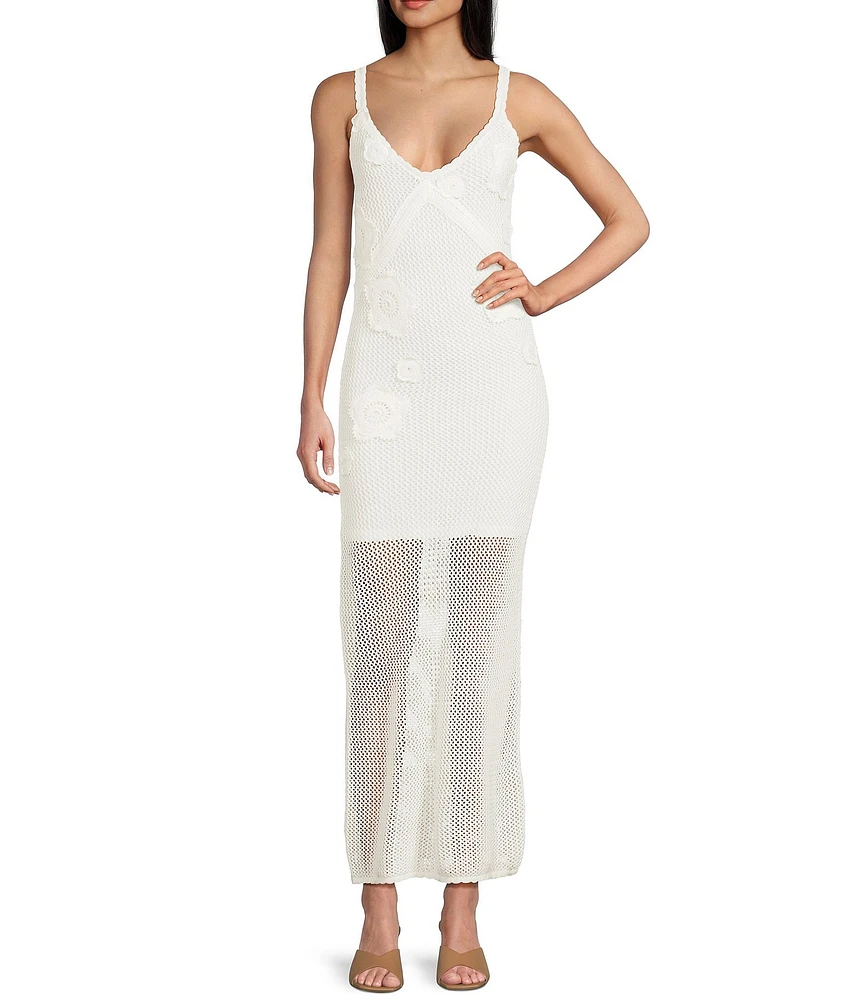 GB Crochet 3D Floral Maxi Dress