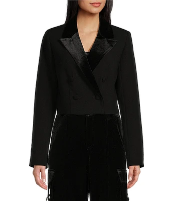 GB Cropped Velvet Blazer