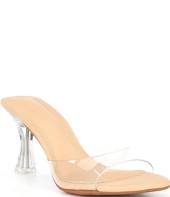 GB Crystal Clear Vinyl Lucite Heel Slide Sandals