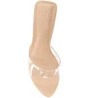 GB Crystal Clear Vinyl Lucite Heel Slide Sandals