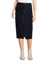 GB Denim Cargo Midi Skirt