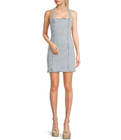 GB Denim Square Neck Halter Mini Dress