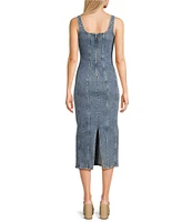 GB Denim Sleeveless Seamed Midi Dress