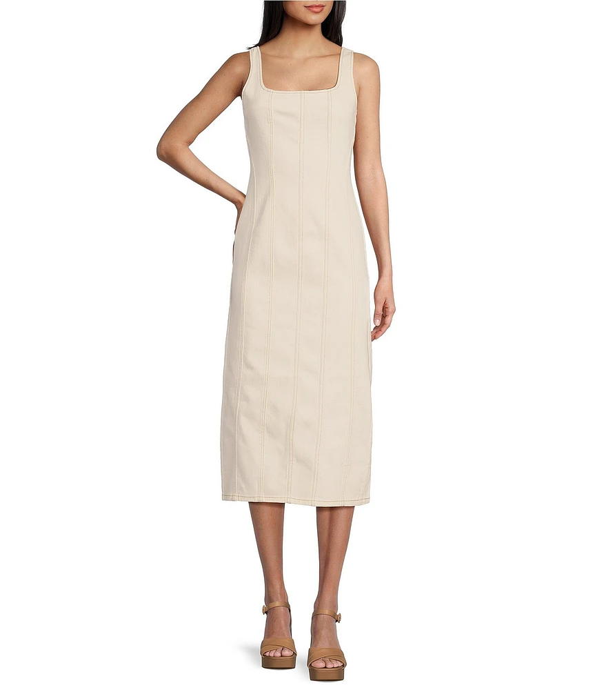 GB Seamed Midi Denim Dress