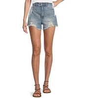 GB Denim Sparkle Stoned Frayed Shorts