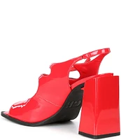 GB Double-Take Patent Double Buckle Slingback Sandals