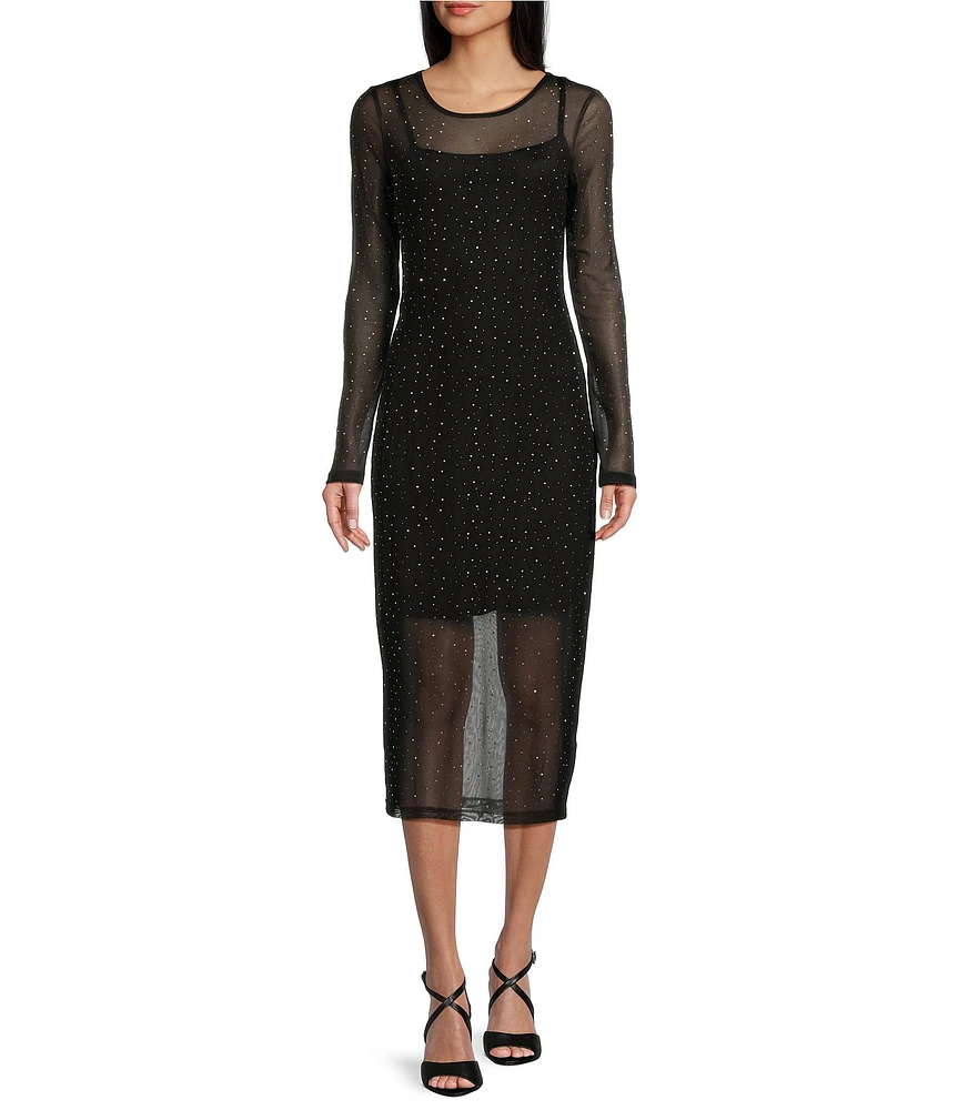 GB Embellished Mesh Midi Dress