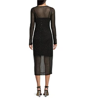 GB Embellished Mesh Midi Dress