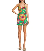 GB Floral Linen Halter Dress
