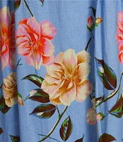 GB Floral Print Grosgrain Tie Maxi Dress
