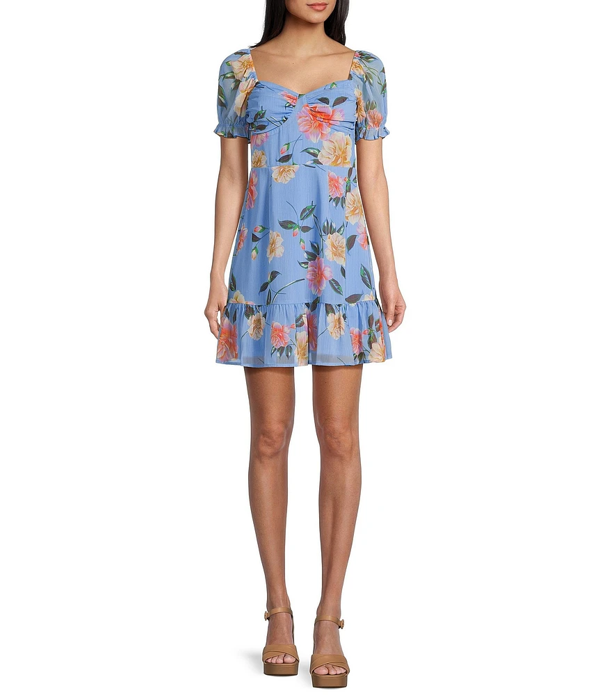 GB Floral Printed Chiffon Mini Dress