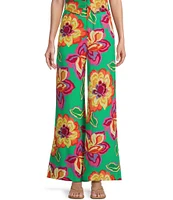 GB Coordinating Floral High Waist Linen Blend Wide Leg Pants