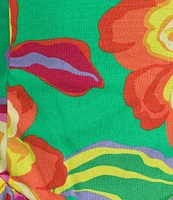 GB Floral Printed Linen Blend Drop Waist Mini Dress