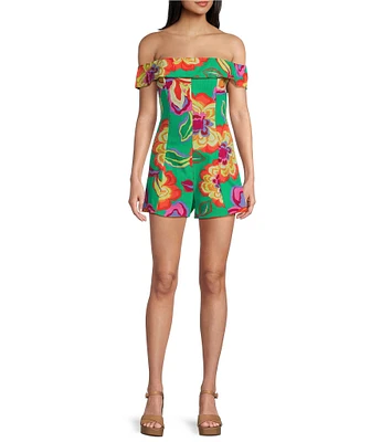 GB Floral Printed Linen Blend Romper