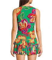 GB Floral Printed Linen Blend Vest