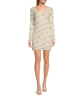 GB Floral Sequin Long Sleeve Mini Dress