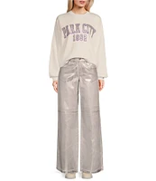 GB Foiled Coated Straight Leg Pants