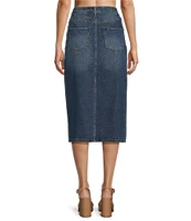 GB Front Slit Denim Midi Skirt