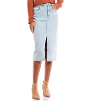 GB Front Slit Denim Midi Skirt