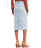 GB Front Slit Denim Midi Skirt