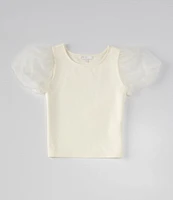 GB Little Girls 2-6X Sheer Organza Puff Sleeve Blouse