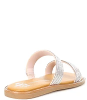 GB Girls' Stola Double Band Rhinestone Embellished Banded Slide Sandals (Toddler)