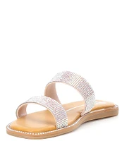 GB Girls' Stola Double Band Rhinestone Embellished Banded Slide Sandals (Toddler)