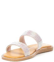 GB Girls' Stola Double Band Rhinestone Embellished Flat Sandals (Youth)