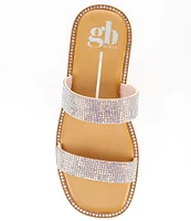 GB Girls' Stola Double Band Rhinestone Embellished Flat Sandals (Youth)