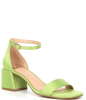 GB Glow-Up Satin Ankle Strap Block Heel Sandals