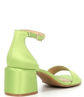 GB Glow-Up Satin Ankle Strap Block Heel Sandals