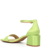 GB Glow-Up Satin Ankle Strap Block Heel Sandals