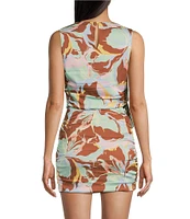 GB Printed Knit Rosette Cinched Coordinating Top