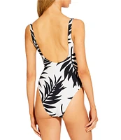 GB Leaf Print Scoop Neck Classic Tank One Piece Swimsuit
