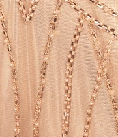 GB Linear Beaded Glam Strapless Gown