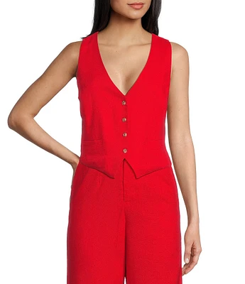 GB Coordinating Linen Blend Vest